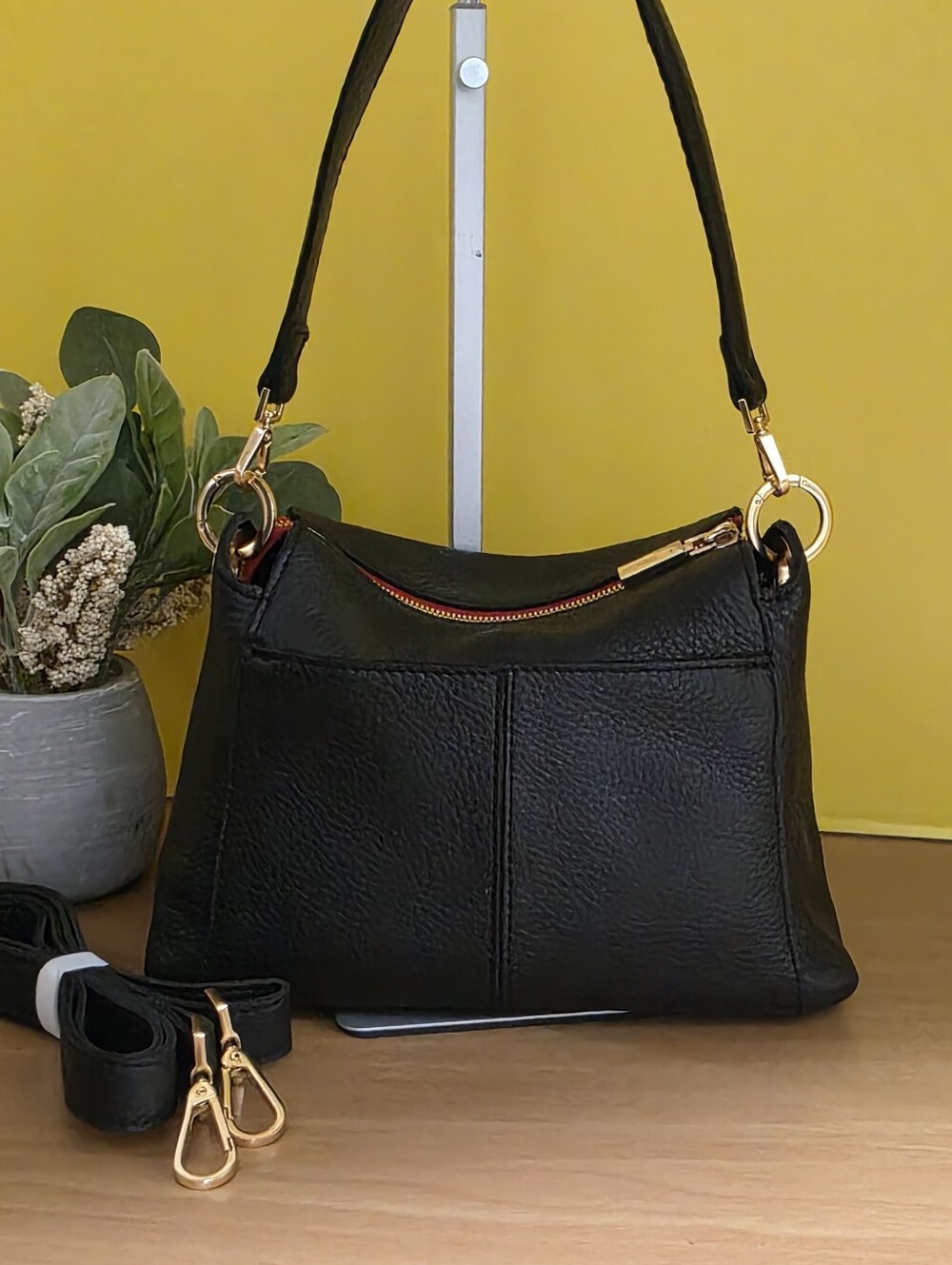 Hammitt Black Leather MD Bryant Bag with Gold Hardware - Picture 5 of 8